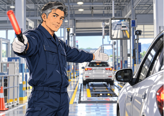 車両の移動・誘導をする様子